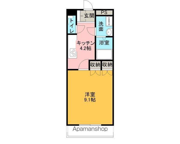 ハートピア草木(1K/1階)の間取り写真