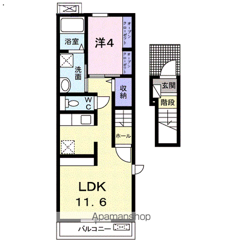 サンテールⅢ B(1LDK/2階)の間取り写真