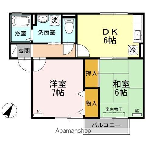 エスパシオ那賀川 B棟(2DK/1階)の間取り写真