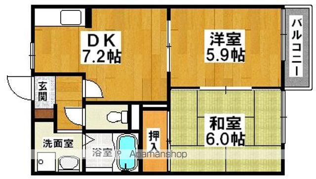 クレール高師浜(2DK/2階)の間取り写真