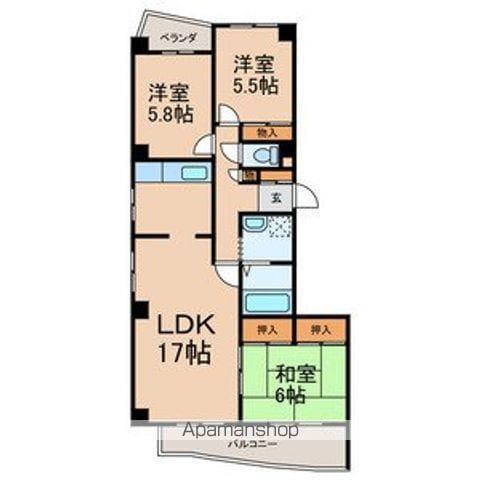 カサブランカ(3LDK/3階)の間取り写真