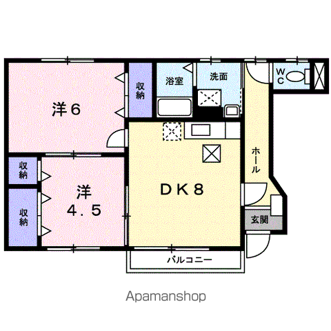 エストロジュマン(2DK/1階)の間取り写真
