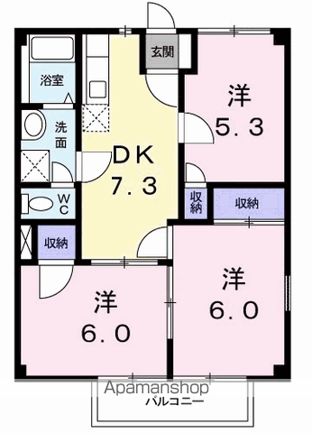 コモドハイツB(3DK/1階)の間取り写真