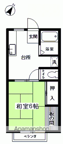 コーポ壱番館(1DK/2階)の間取り写真