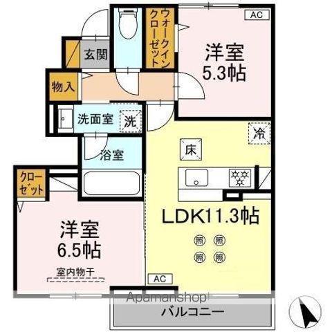 トランキーノ パルク(2LDK/1階)の間取り写真