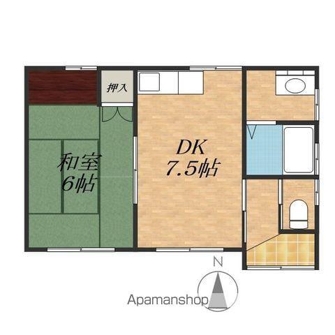 根室本線 帯広駅 バス乗車時間：23分 プロスパ６前バス停で下車 徒歩7分 1階建 築47年(1DK)の間取り写真