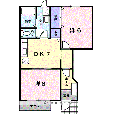 コーポラス朝来 A棟(2DK/1階)の間取り写真