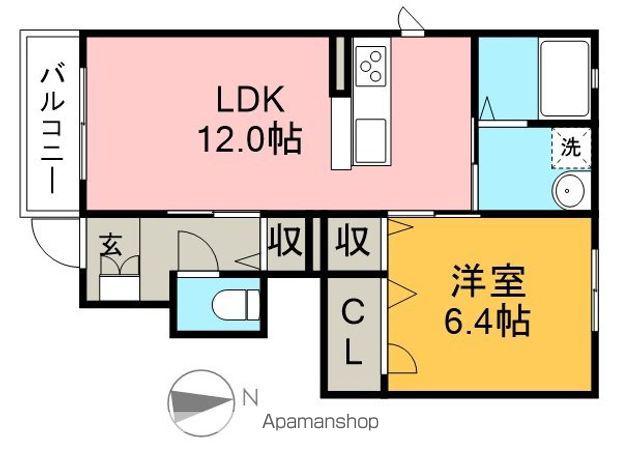 シャーメゾンかすみ B棟(1LDK/1階)の間取り写真