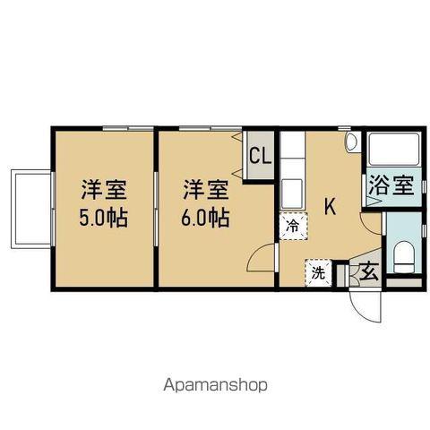 T・Kハイツ(2K/2階)の間取り写真