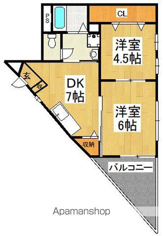 ライブコートMOZU(2DK/3階)の間取り写真