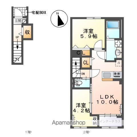 フェリーチェ瀬戸(2LDK/2階)の間取り写真