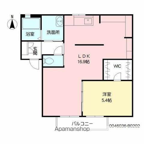 モダニティ八分字B棟(1LDK/2階)の間取り写真
