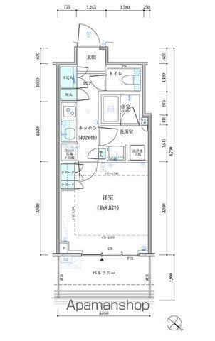 パークタワー勝どき サウス棟(1K/11階)の間取り写真