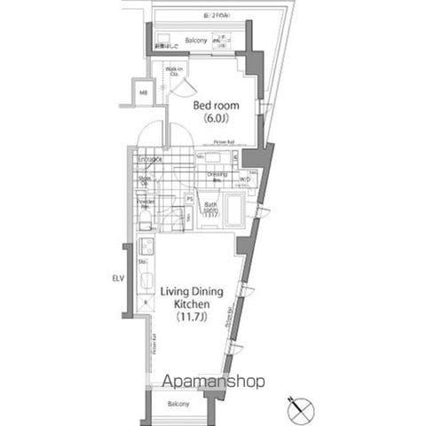 パークハビオ中目黒(1LDK/2階)の間取り写真