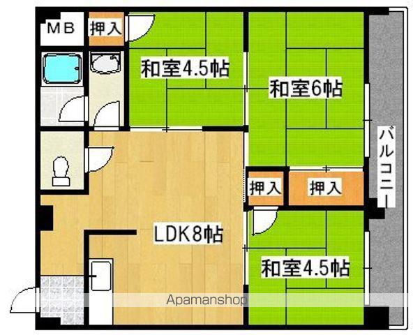 マンション南住吉(3DK/2階)の間取り写真
