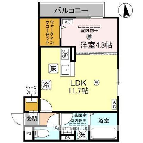 グランピース駒川(1LDK/1階)の間取り写真