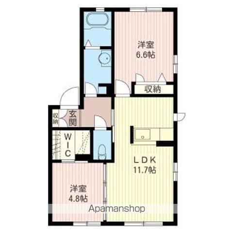 リヴィエールB(2LDK/1階)の間取り写真