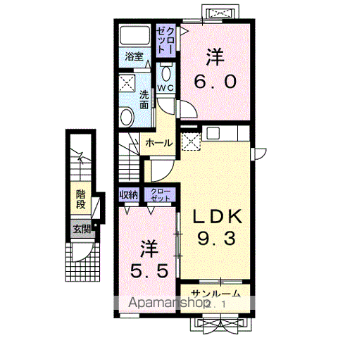 ヴェルディア(2LDK/2階)の間取り写真