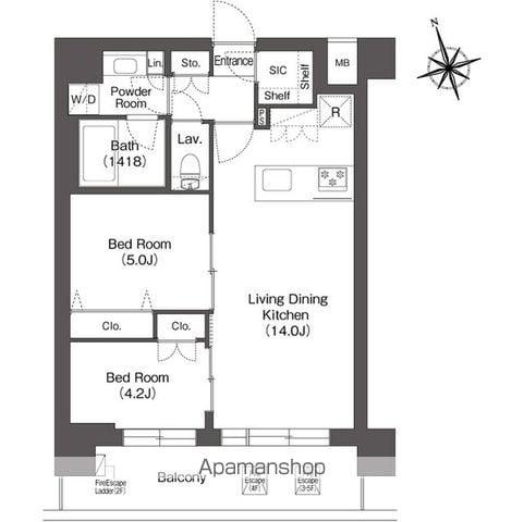 ルーウェ東大泉(2LDK/4階)の間取り写真