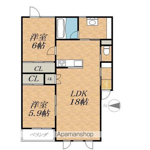 TOWN3・9(2LDK/2階)の間取り写真