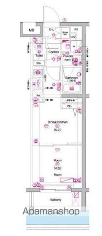 PREMIUMCUBE中野富士見町(1DK/1階)の間取り写真
