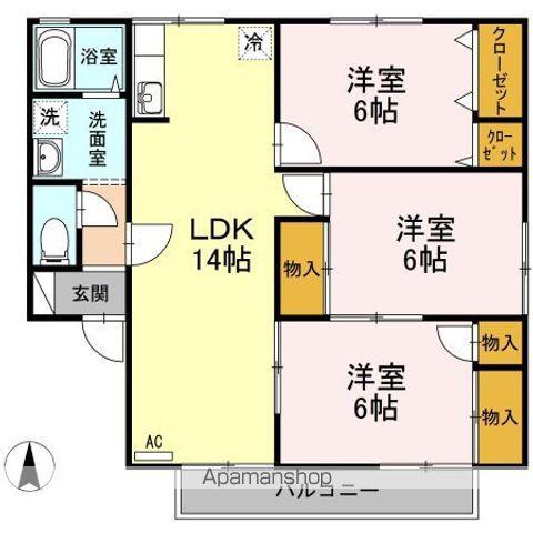 セジュール永木 B棟(3LDK/2階)の間取り写真