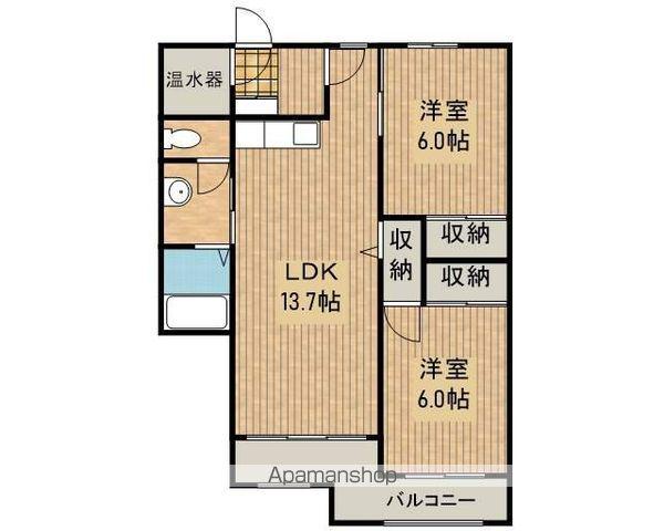 新田サンハイツ(2LDK/2階)の間取り写真