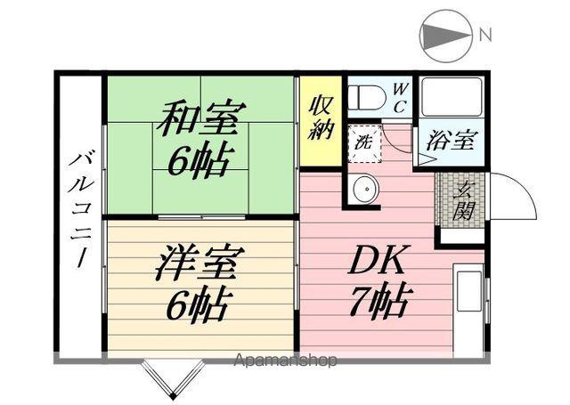 第5磯部コーポ(2DK/1階)の間取り写真