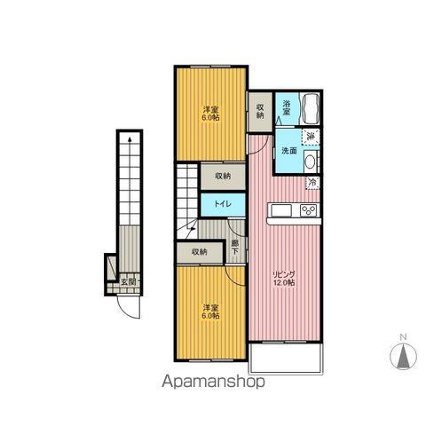 ベネメゾン中坪(2LDK/2階)の間取り写真