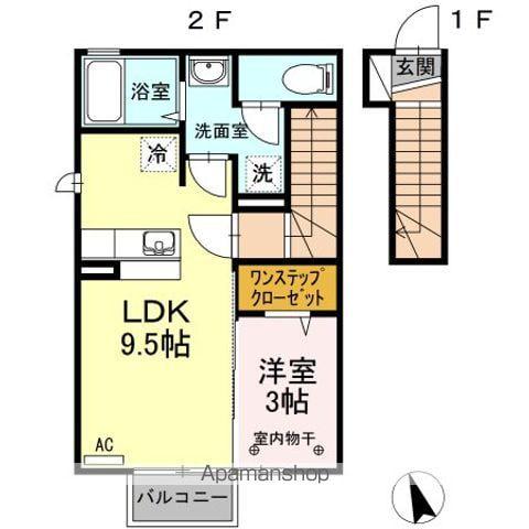 プランタン富久山A(1LDK/2階)の間取り写真