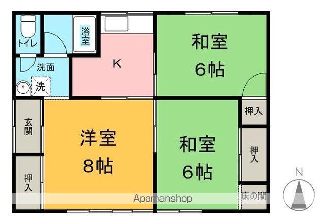 篠ノ井線 松本駅 バス乗車時間：13分 白金町バス停で下車 徒歩3分 1階建 築49年(3K)の間取り写真
