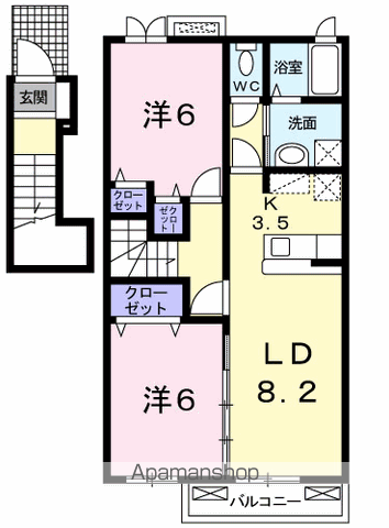 ギャラクシーⅠ(2LDK/2階)の間取り写真