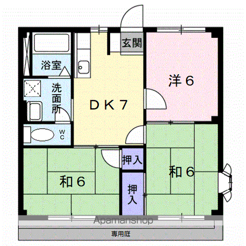 MハイツⅠ(3DK/1階)の間取り写真