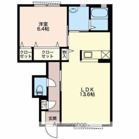 ディアス杉山C(1LDK/1階)の間取り写真