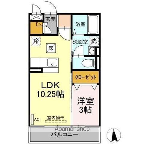 フェリスタ宮沢(1LDK/1階)の間取り写真