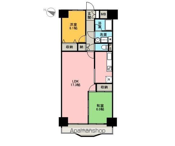 エンゼルハイム吉原(2LDK/12階)の間取り写真