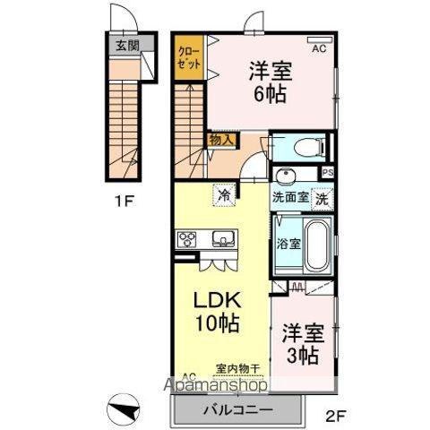 フィリア 広安(2LDK/2階)の間取り写真