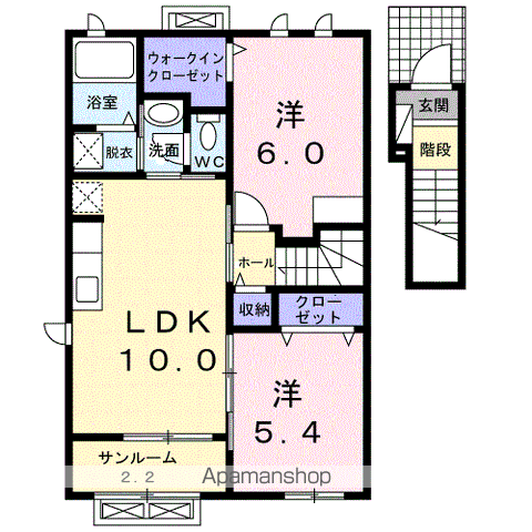 フィデール(2LDK/2階)の間取り写真