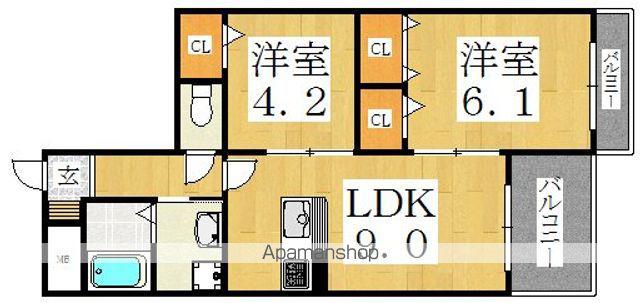 グランドメゾン(2LDK/5階)の間取り写真