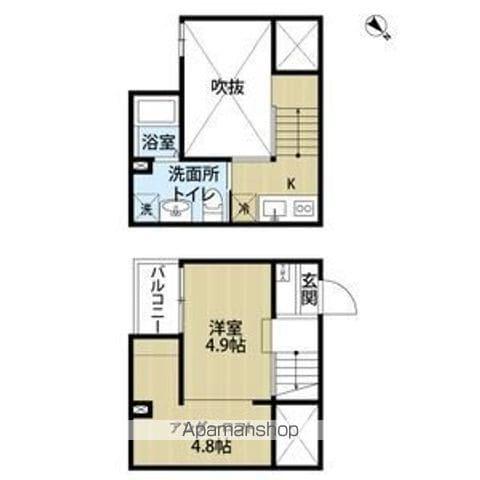 サンエイブリッジⅡ(ワンルーム/2階)の間取り写真