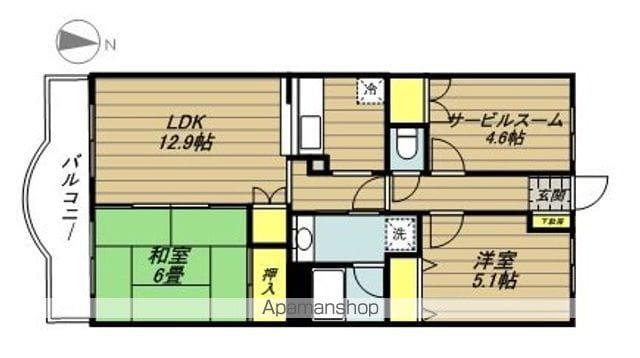 カトル・セゾン(2SLDK/3階)の間取り写真
