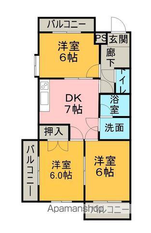 コーポラス幸(3DK/3階)の間取り写真
