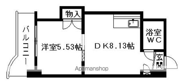 サウスフォーⅠ(1DK/5階)の間取り写真