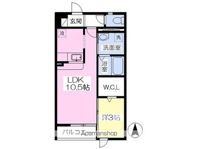 ロザージュB(1LDK/2階)の間取り写真