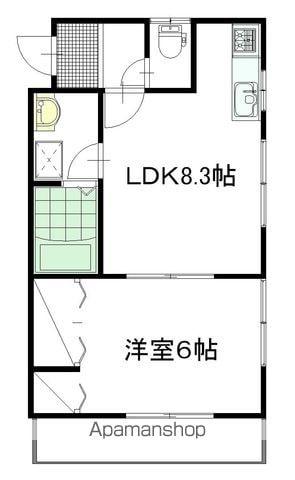 スィスシャンブル(1LDK/2階)の間取り写真