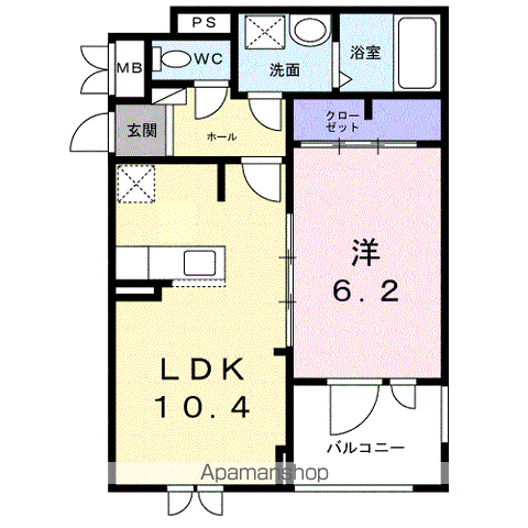 ベーネ・ウノ(1LDK/3階)の間取り写真