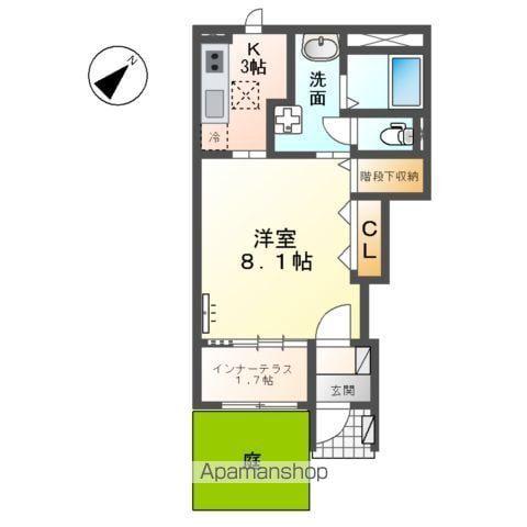 サンビラーゼウエスト(1K/1階)の間取り写真