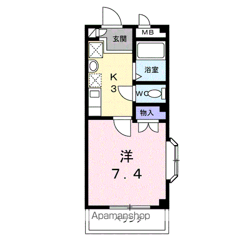 リヴェールMAKIⅡ(1K/1階)の間取り写真