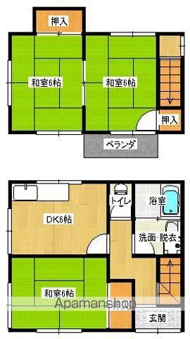 山陽本線 福山駅 徒歩45分 2階建 築41年(3DK)の間取り写真