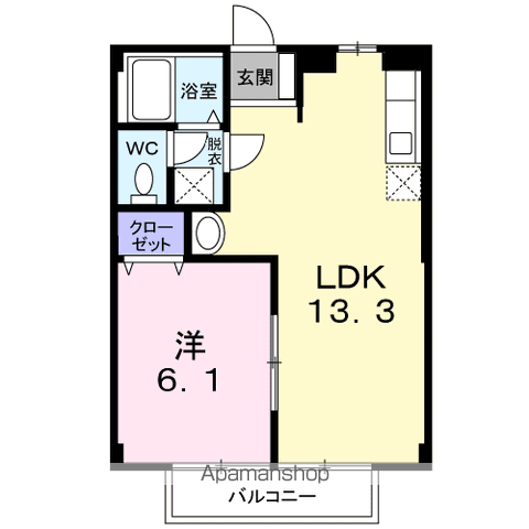 ルセスA(1LDK/2階)の間取り写真